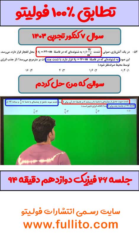 تطابق فیزیک فولیتو میلاد ملاکیان 1403