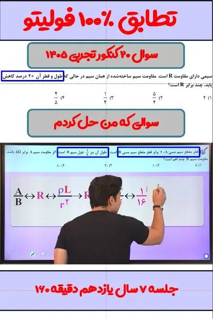 تطابق سوال 20 کنکور 1405