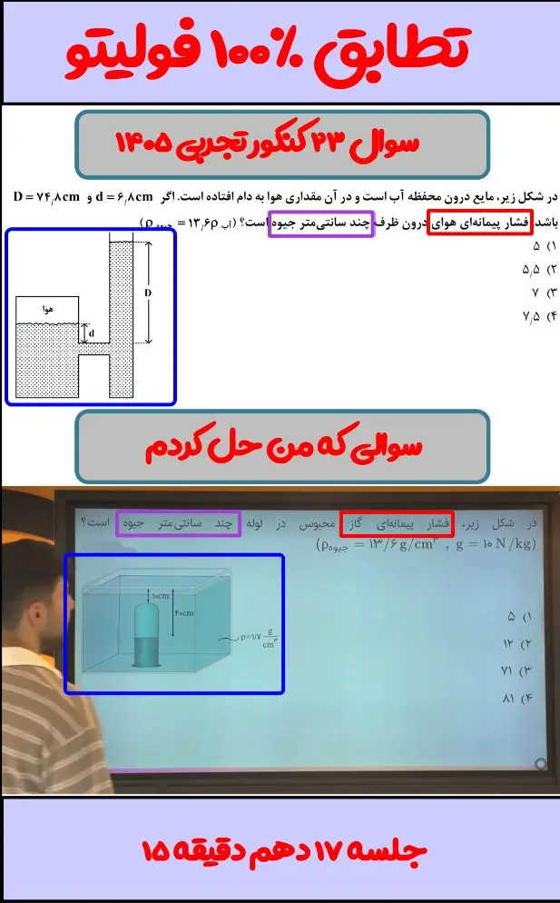 تطابق سوال 23 کنکور 1405